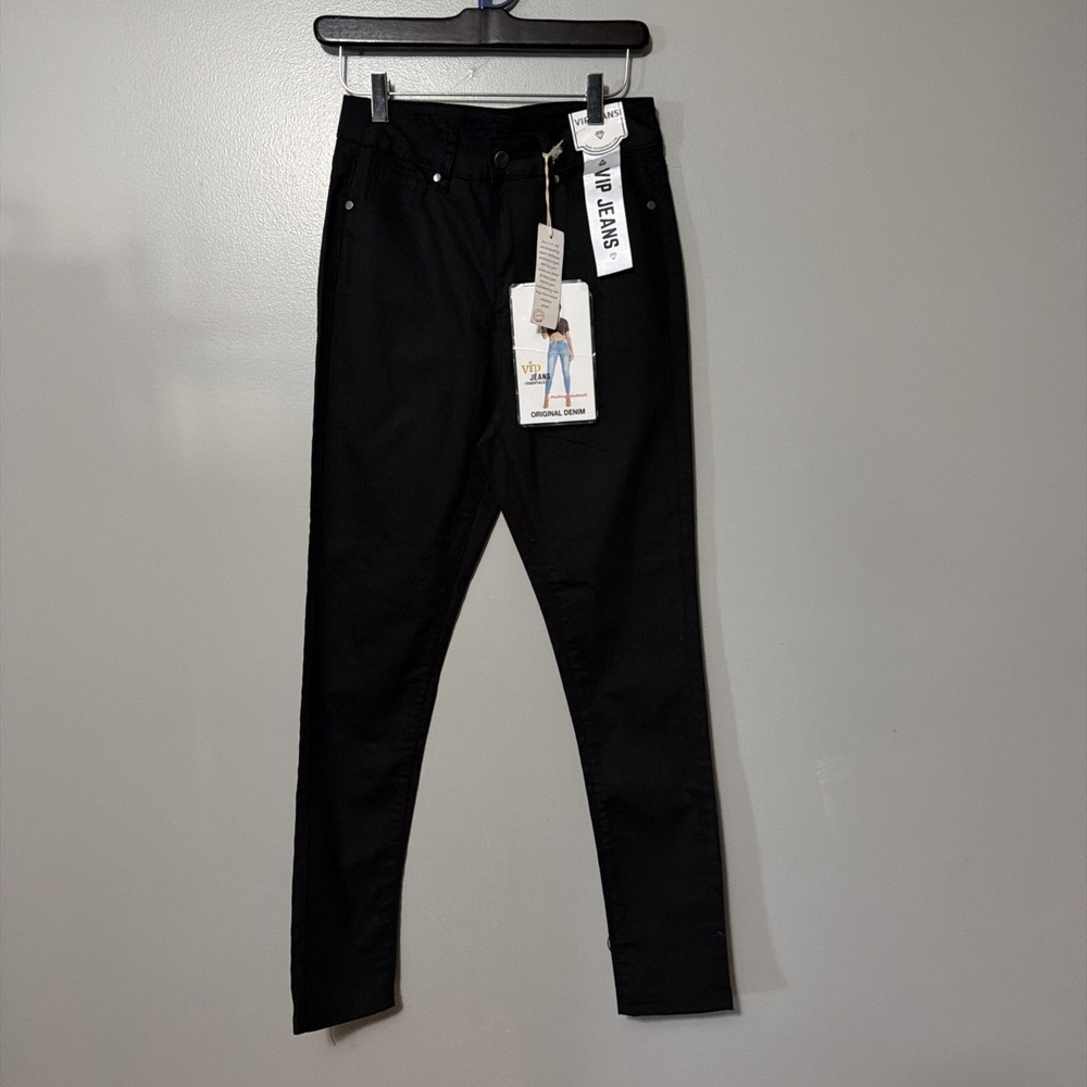 VIP Jeans Skinny Stretch Jeans Black Dark Wash Mid Rise 5-Pocket Women 9/10